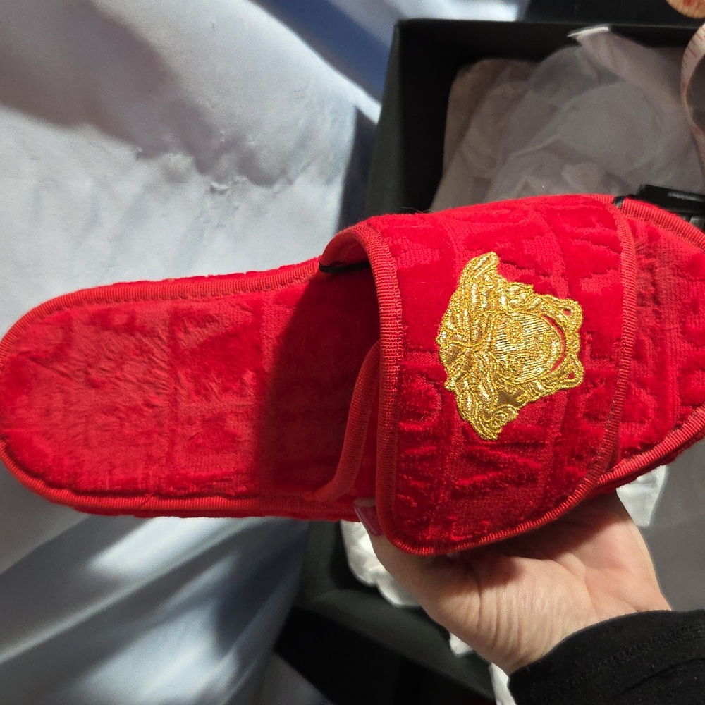 Versace Red and Gold Slides Unisex Full Inclusion - Picture 6 of 9